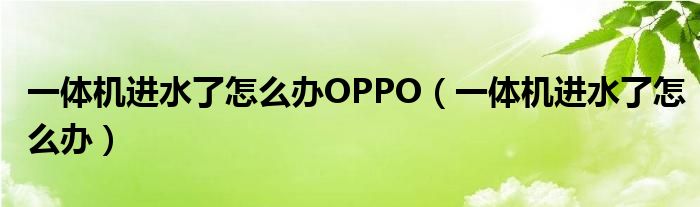 一体机进水了怎么办OPPO（一体机进水了怎么办）