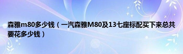 森雅m80多少钱（一汽森雅M80及13七座标配买下来总共要花多少钱）