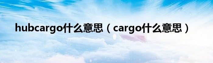 hubcargo什么意思（cargo什么意思）