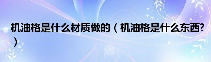 机油格是什么材质做的（机油格是什么东西?）