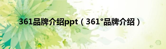 361品牌介绍ppt（361°品牌介绍）