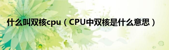 什么叫双核cpu（CPU中双核是什么意思）