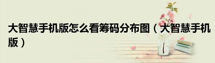 大智慧手机版怎么看筹码分布图（大智慧手机版）