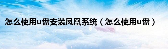 怎么使用u盘安装凤凰系统（怎么使用u盘）